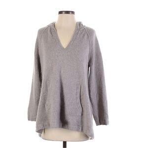 James Perse 100% Cashmere Light Grey V-Neck Kangaroo Front Pocket Hoodie XS